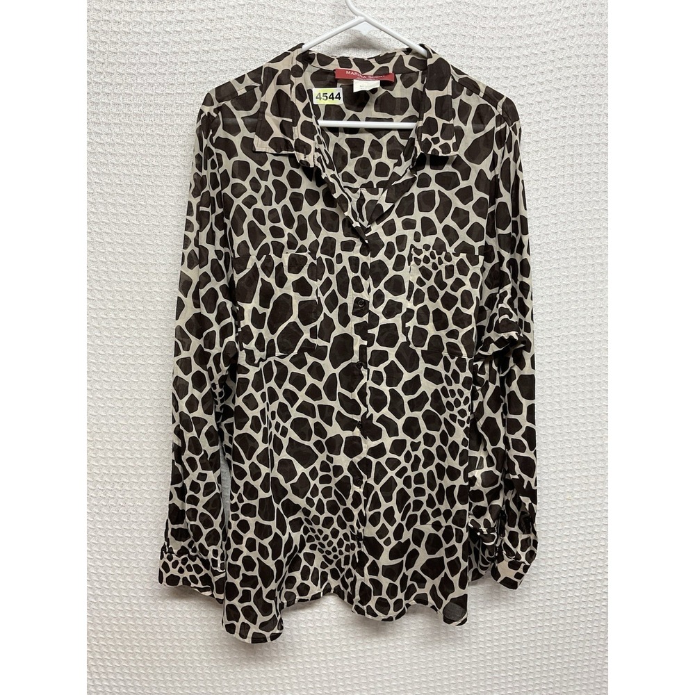 Marina Rinaldi Giraffe Print Button Down Blouse Size 22 Italian Quiet Luxury